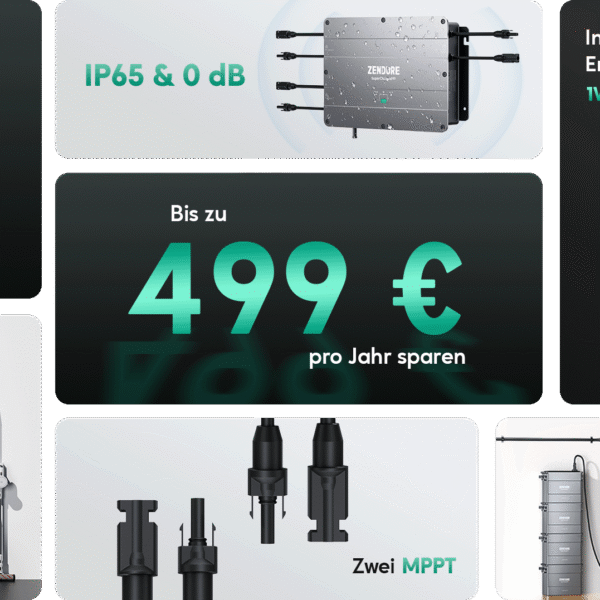 Zendure SolarFlow Balkonkraftwerk - Hub 1200 + Mikrowechselrichter EZ1-M + 210W *4 Flexible Solarmodule / 1*AB2000