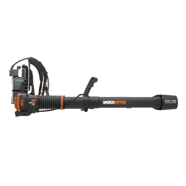 Worx 80V 240 km/h 1.360 m³/h Rucksack-Laubbläser, 51 cm³ vergleichbare Leistung, bis zu 230 Minuten Laufzeit, bürstenloser Motor, 4 x 4,0 Ah Akkus enthalten, PowerShare