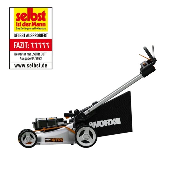 Worx 80V 51 cm Rasenmäher, 179 cm³ vergleichbare Leistung, mäht bis zu 1.200 m², Radantrieb, Stahlgehäuse, bürstenloser Motor, 4× 4,0 Ah Akkus enthalten, PowerShare