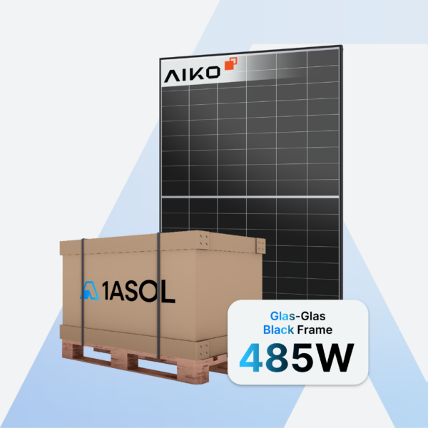 AIKO Neostar 2P+48 GRH48Dw Solarmodul 485 W Glas-Glas Black Frame – Palette (37 Stück)