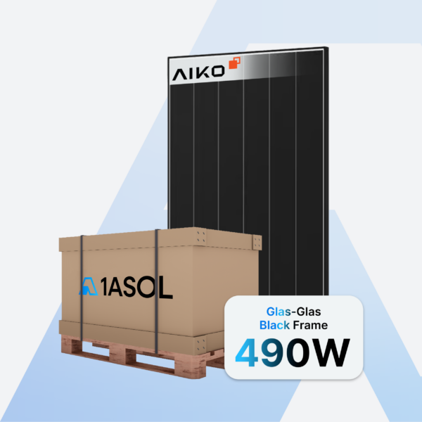 AIKO Neostar 3P+ AIKO-A490-MCE54Dw Solarmodul 490 W Glas-Glas Black Frame – Palette (37 Stück)