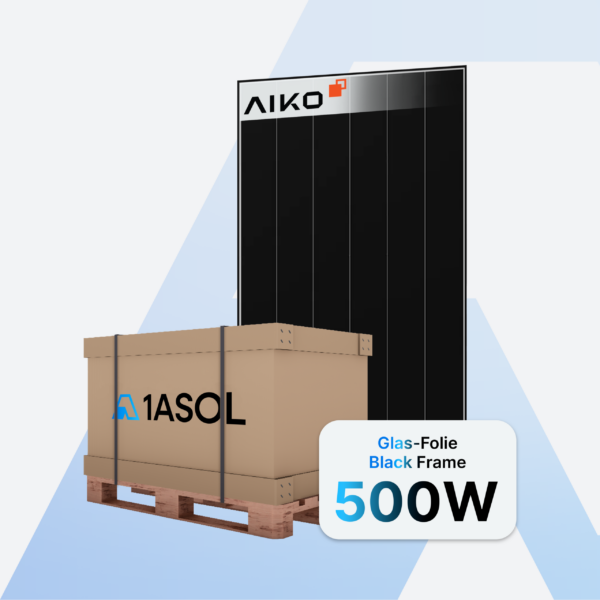 AIKO Neostar 3P54 AIKO-A500-MCE54Mw Solarmodul 500 W Glas-Folie Black Frame – Palette (37 Stück)