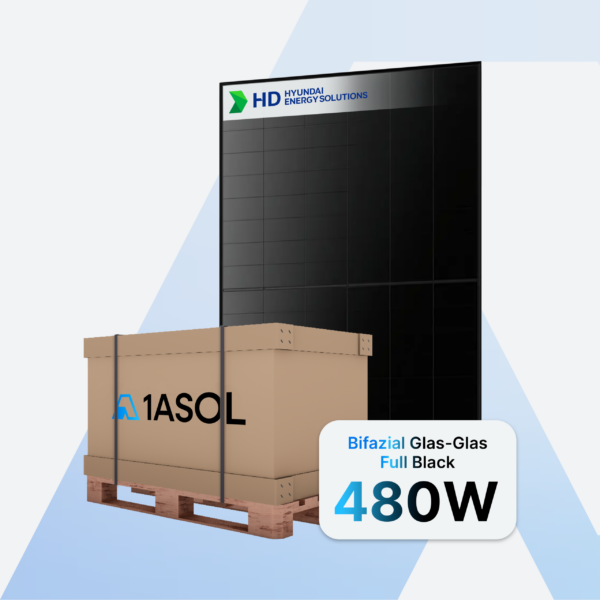 Hyundai BlackMax HiX-B480RF-FB Solarmodul 480 W Bifazial Glas-Glas Full Black – Palette (37 Stück)