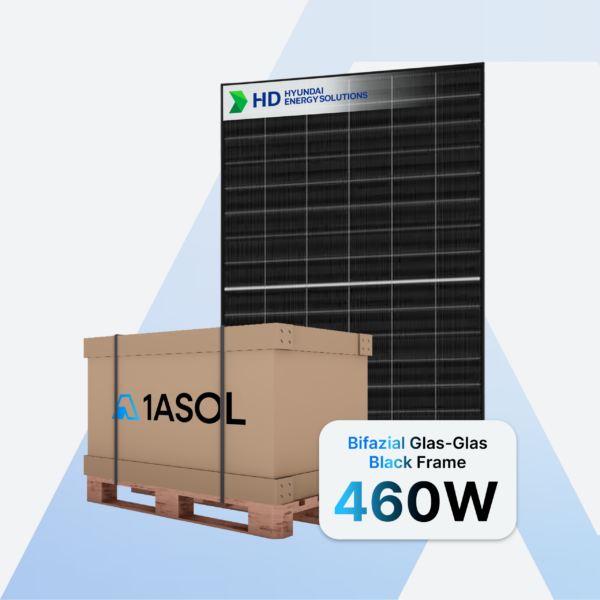 Hyundai HeteroMax HiT-H460CE-BF Solarmodul 460 W Bifazial Glas-Glas Black Frame – Palette (36 Stück)