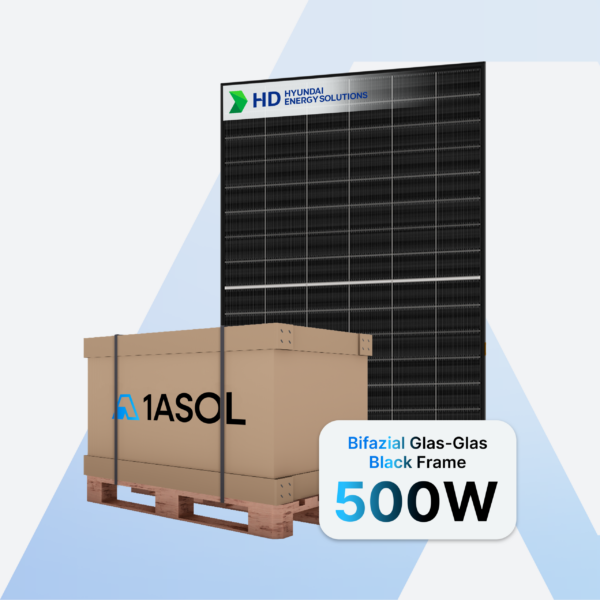 Hyundai HeteroMax HiT-H500CF-BF Solarmodul 500 W Bifazial Glas-Glas Black Frame – Palette (36 Stück)