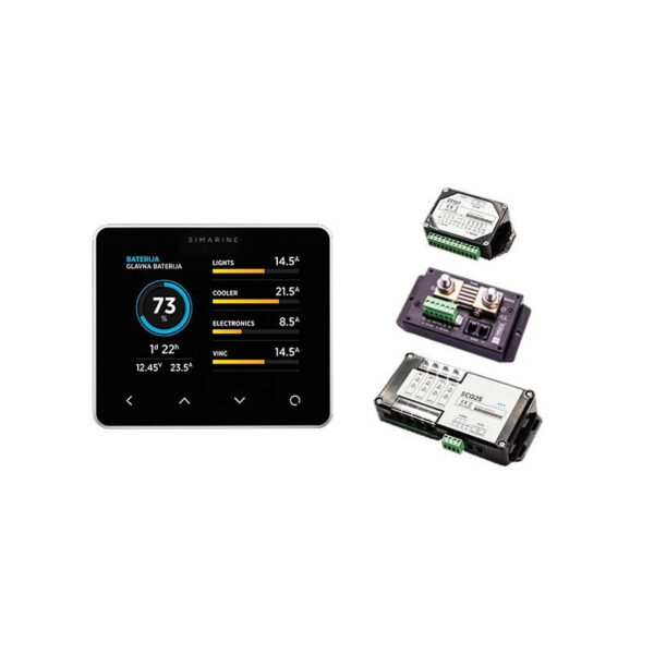 Simarine PICO Blue Set ohne Rahmen - Batteriemonitor, Tankelektrode und Shunt - silber - schwarz